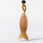 Fortune Jewel Carving Koi Fish Pink Crystal Indian Agate Amethyst Warmth Prosperity Necklace Pendant - Fortune Jewel