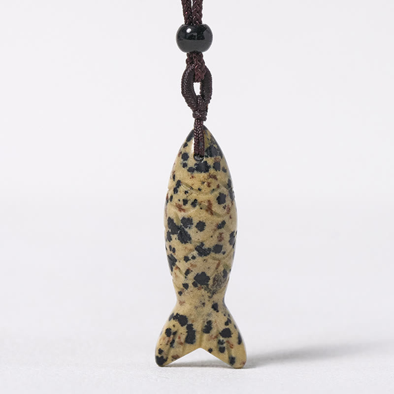 Fortune Jewel Carving Koi Fish Pink Crystal Indian Agate Amethyst Warmth Prosperity Necklace Pendant - Fortune Jewel