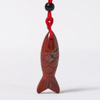 Fortune Jewel Carving Koi Fish Pink Crystal Indian Agate Amethyst Warmth Prosperity Necklace Pendant - Fortune Jewel