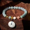 Fortune Jewel Peace Buckle Jade Round Beaded Luck Auspicious Bracelet - Fortune Jewel