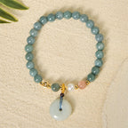 Fortune Jewel Peace Buckle Jade Round Beaded Luck Auspicious Bracelet - Fortune Jewel