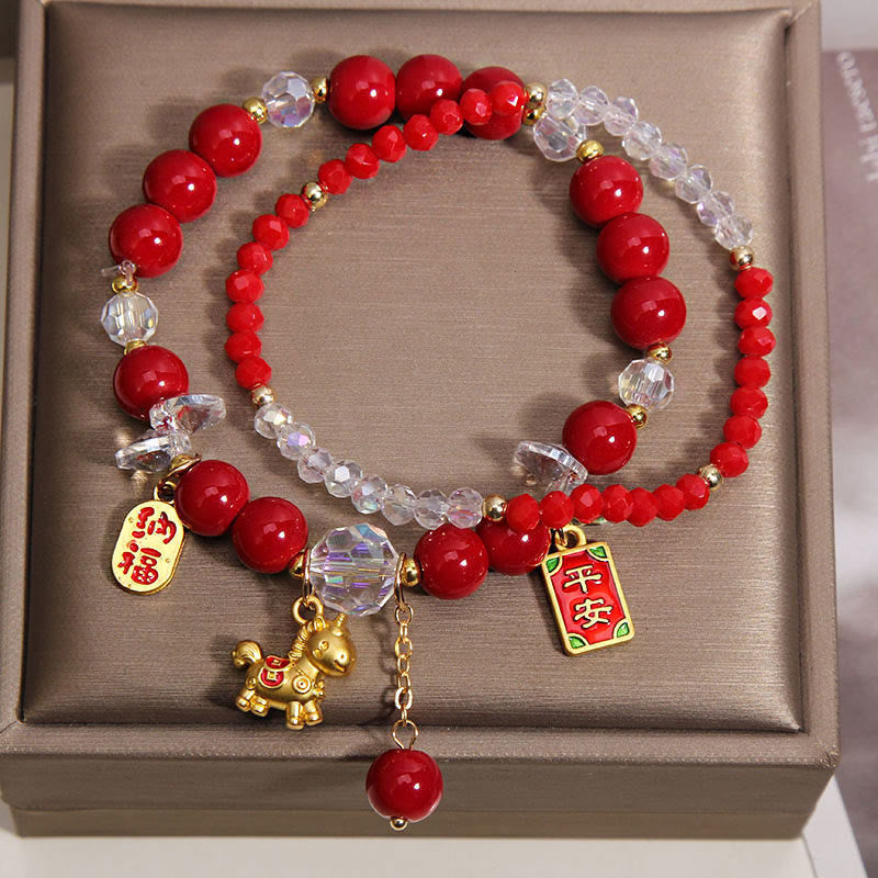Fortune Jewel Year Of The Horse Ingot Prosperity 2Pcs Bracelet - Fortune Jewel