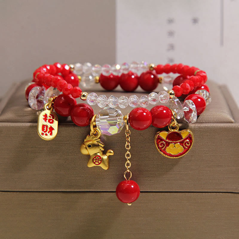 Fortune Jewel Year Of The Horse Ingot Prosperity 2Pcs Bracelet - Fortune Jewel