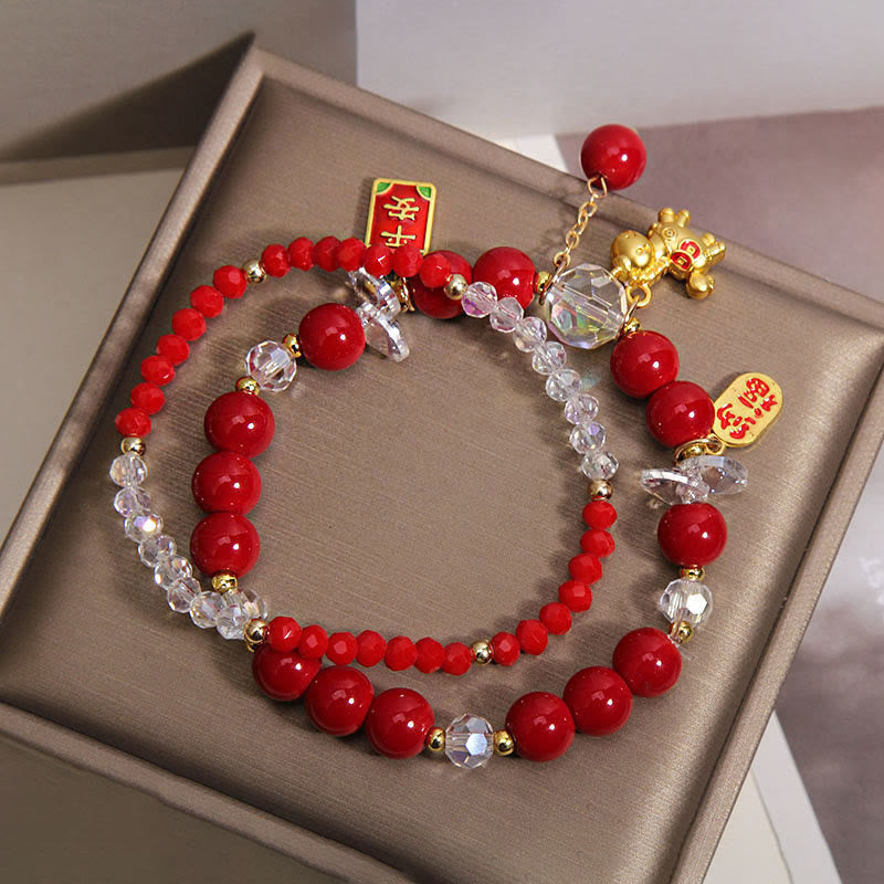 Fortune Jewel Year Of The Horse Ingot Prosperity 2Pcs Bracelet - Fortune Jewel