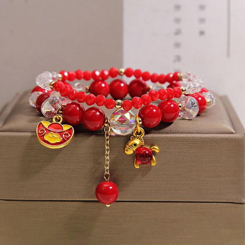 Fortune Jewel Year Of The Horse Ingot Prosperity 2Pcs Bracelet - Fortune Jewel