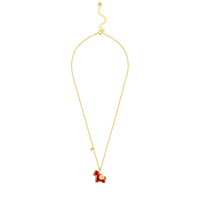 Fortune Jewel Year Of The Horse Red Agate Fu Character Confidence Necklace Pendants - Fortune Jewel