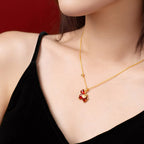 Fortune Jewel Year Of The Horse Red Agate Fu Character Confidence Necklace Pendants - Fortune Jewel