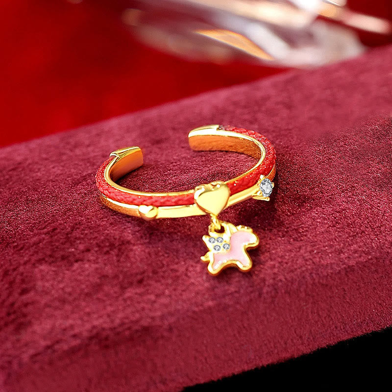 Fortune Jewel Red String 925 Sterling Silver Luck Open Ring - Fortune Jewel