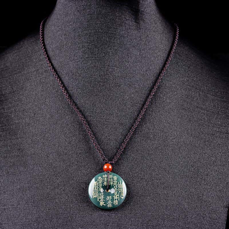 Fortune Jewel Mountain Ghosts Spend Money Peace Buckle Jade Luck Necklace Pendant - Fortune Jewel