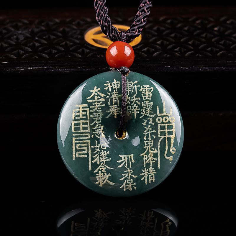 Fortune Jewel Mountain Ghosts Spend Money Peace Buckle Jade Luck Necklace Pendant - Fortune Jewel