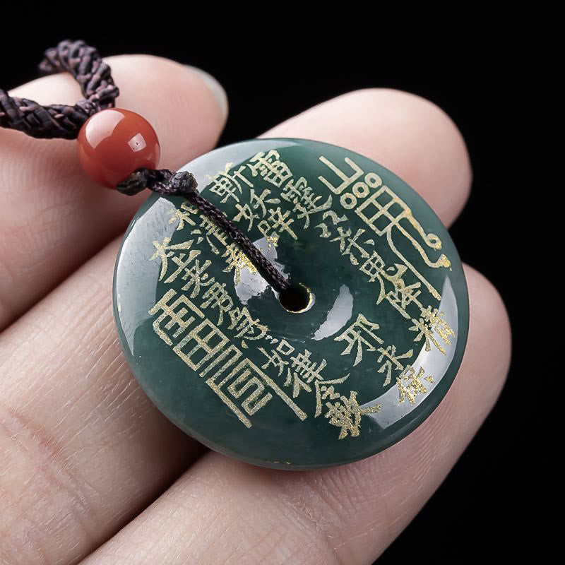 Fortune Jewel Mountain Ghosts Spend Money Peace Buckle Jade Luck Necklace Pendant - Fortune Jewel