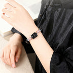 Fortune Jewel Cat Silver Sheen Obsidian Strawberry Quartz Protection Bracelet - Fortune Jewel