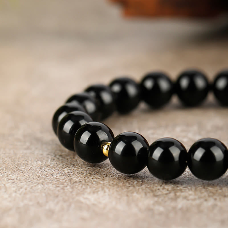 Fortune Jewel Year Of The Horse Black Obsidian Strength Bracelet - Fortune Jewel