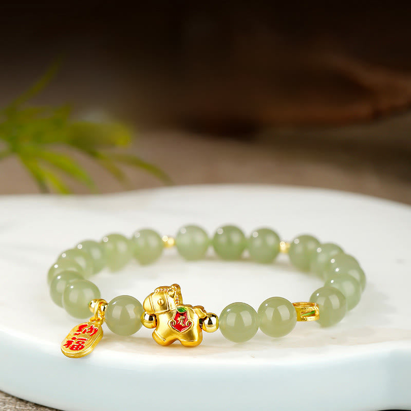 Fortune Jewel Year Of The Horse Hetian Jade Abundance Bracelet - Fortune Jewel