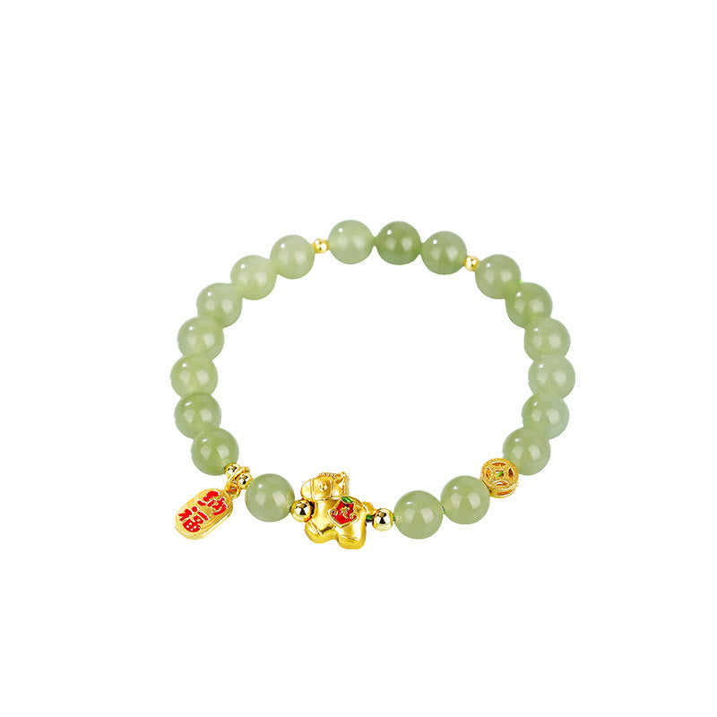 Fortune Jewel Year Of The Horse Hetian Jade Abundance Bracelet - Fortune Jewel