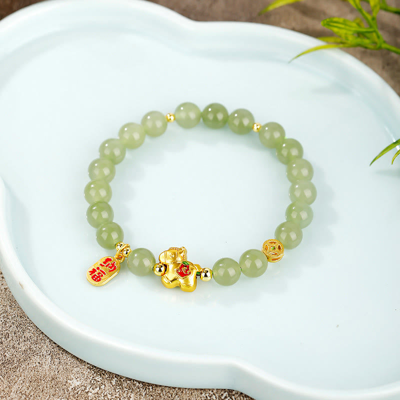 Fortune Jewel Year Of The Horse Hetian Jade Abundance Bracelet - Fortune Jewel