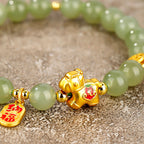 Fortune Jewel Year Of The Horse Hetian Jade Abundance Bracelet - Fortune Jewel