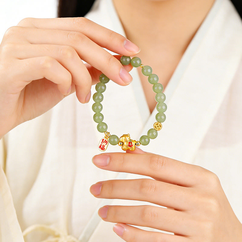 Fortune Jewel Year Of The Horse Hetian Jade Abundance Bracelet - Fortune Jewel