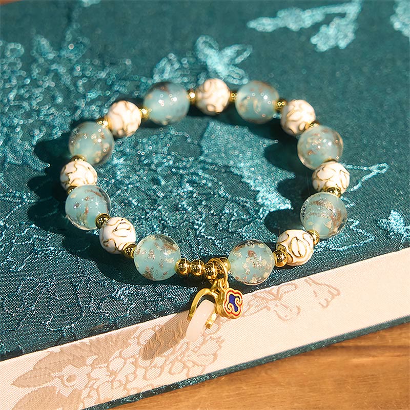 Fortune Jewel Blue Liuli Glass Blessings Bracelet - Fortune Jewel