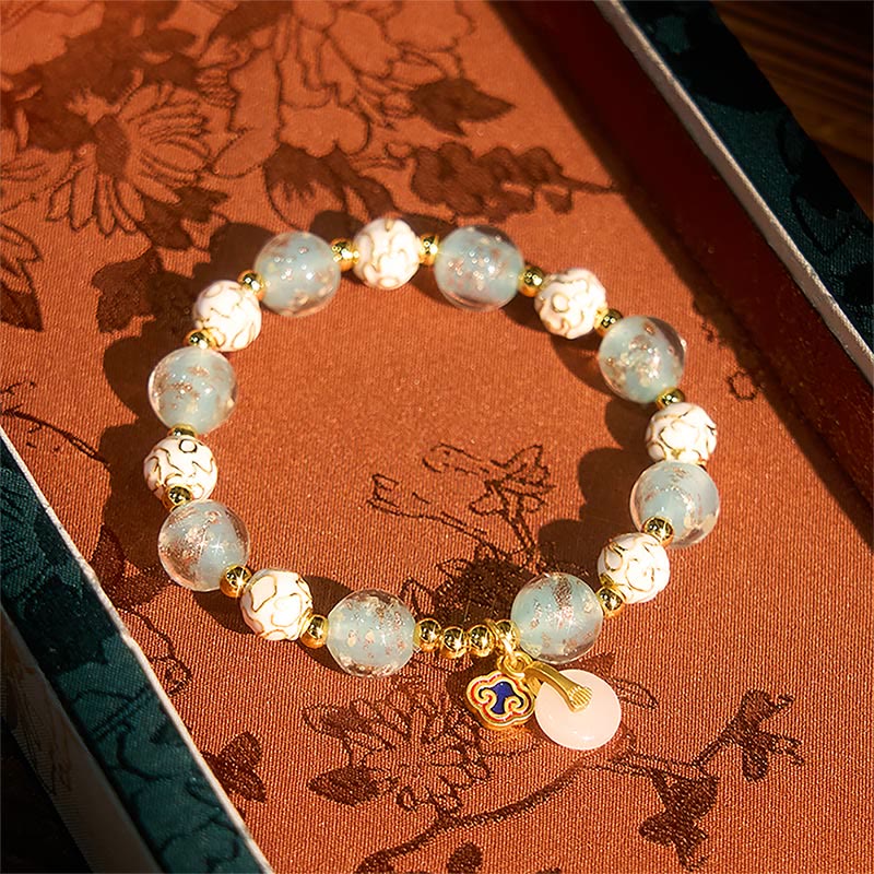 Fortune Jewel Blue Liuli Glass Blessings Bracelet - Fortune Jewel