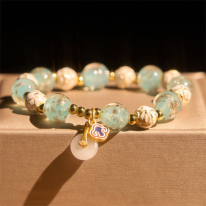 Fortune Jewel Blue Liuli Glass Blessings Bracelet - Fortune Jewel