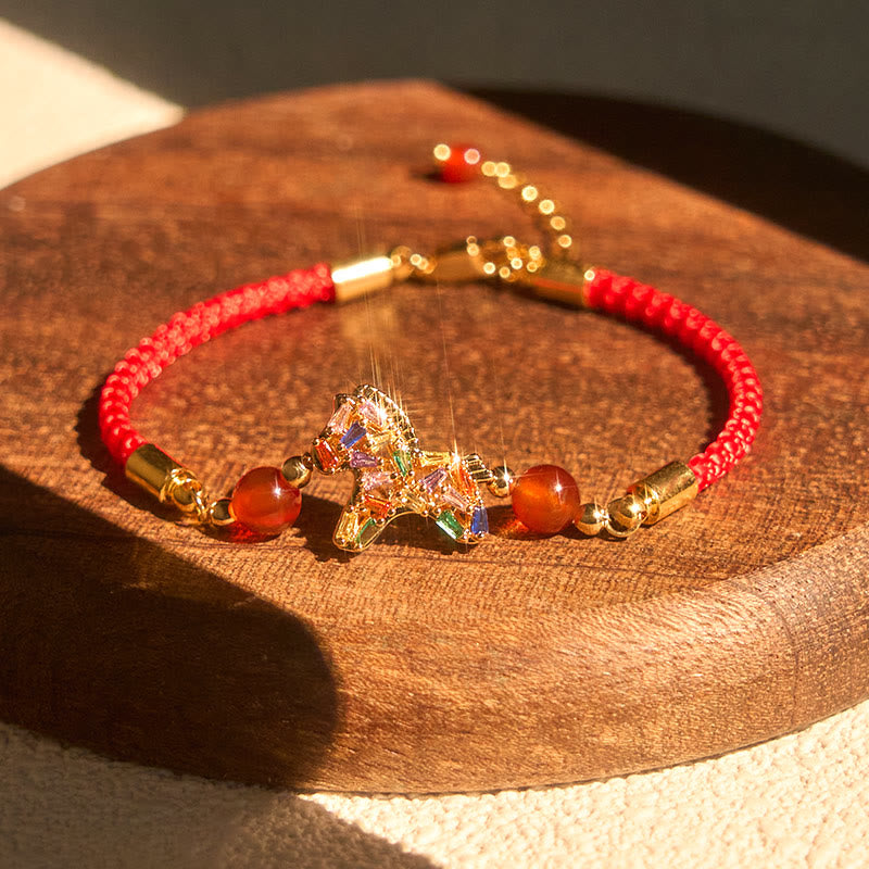 Fortune Jewel Year Of The Horse Copper Red Agate Balance Bracelet - Fortune Jewel