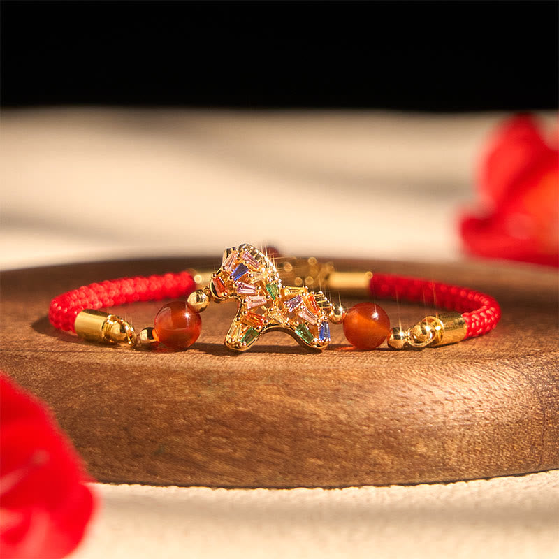 Fortune Jewel Year Of The Horse Copper Red Agate Balance Bracelet - Fortune Jewel