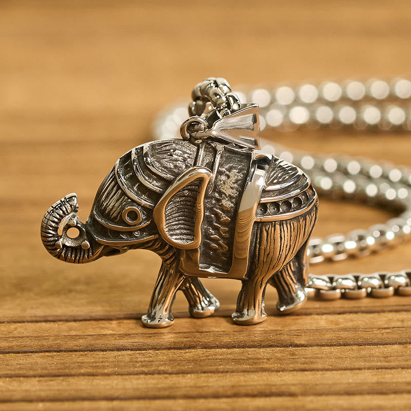 Fortune Jewel Titanium Steel Elephant Strengthen Necklace Pendants - Fortune Jewel