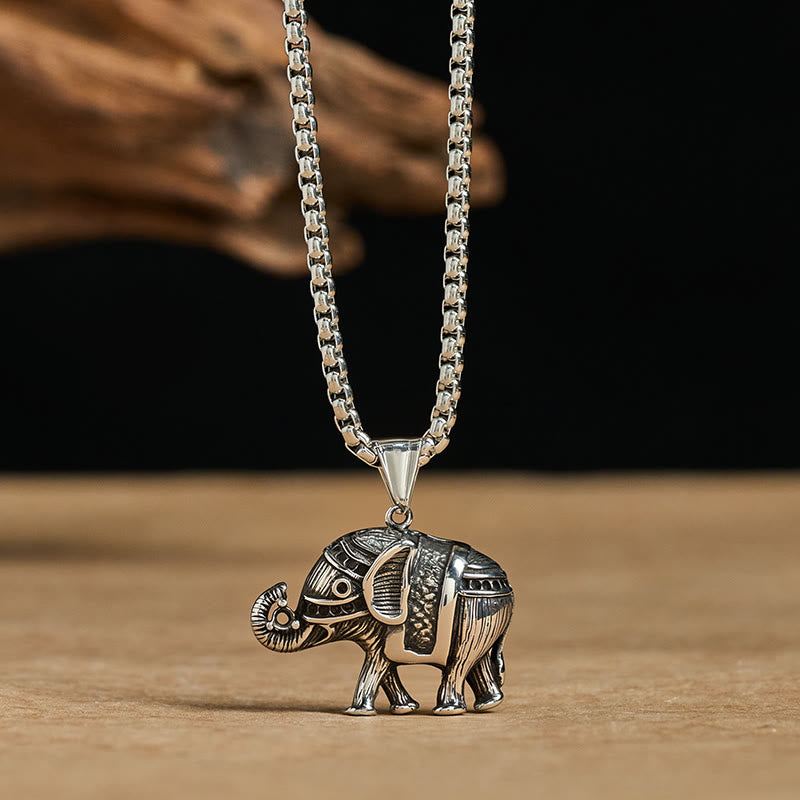 Fortune Jewel Titanium Steel Elephant Strengthen Necklace Pendants - Fortune Jewel