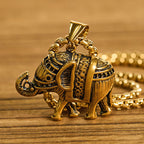 Fortune Jewel Titanium Steel Elephant Strengthen Necklace Pendants - Fortune Jewel