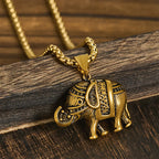 Fortune Jewel Titanium Steel Elephant Strengthen Necklace Pendants - Fortune Jewel
