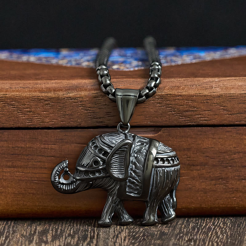 Fortune Jewel Titanium Steel Elephant Strengthen Necklace Pendants - Fortune Jewel