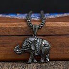 Fortune Jewel Titanium Steel Elephant Strengthen Necklace Pendants - Fortune Jewel