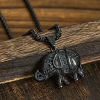 Fortune Jewel Titanium Steel Elephant Strengthen Necklace Pendants - Fortune Jewel