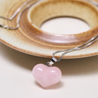 Fortune Jewel Heart Design Amethyst Topaz Pink Crystal Opal Tiger Eye White Crystal Red Jasper Amazonite Green Aventurine Black Obsidian Citrine Balance Necklace Pendant - Fortune Jewel