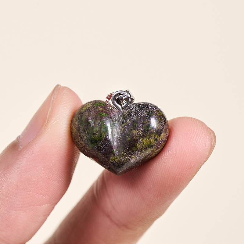 Fortune Jewel Heart Design Amethyst Topaz Pink Crystal Opal Tiger Eye White Crystal Red Jasper Amazonite Green Aventurine Black Obsidian Citrine Balance Necklace Pendant - Fortune Jewel
