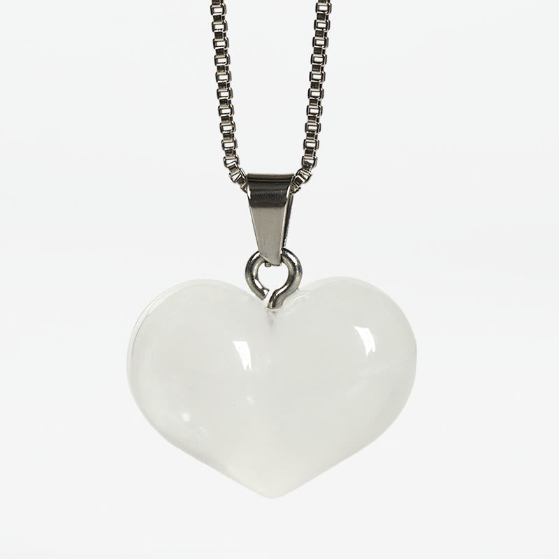 Fortune Jewel Heart Design Amethyst Topaz Pink Crystal Opal Tiger Eye White Crystal Red Jasper Amazonite Green Aventurine Black Obsidian Citrine Balance Necklace Pendant - Fortune Jewel