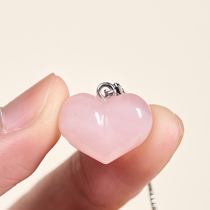 Fortune Jewel Heart Design Amethyst Topaz Pink Crystal Opal Tiger Eye White Crystal Red Jasper Amazonite Green Aventurine Black Obsidian Citrine Balance Necklace Pendant - Fortune Jewel