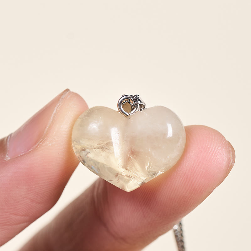Fortune Jewel Heart Design Amethyst Topaz Pink Crystal Opal Tiger Eye White Crystal Red Jasper Amazonite Green Aventurine Black Obsidian Citrine Balance Necklace Pendant - Fortune Jewel