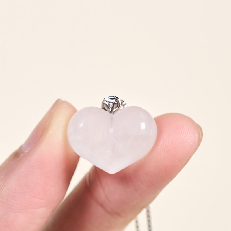 Fortune Jewel Heart Design Amethyst Topaz Pink Crystal Opal Tiger Eye White Crystal Red Jasper Amazonite Green Aventurine Black Obsidian Citrine Balance Necklace Pendant - Fortune Jewel