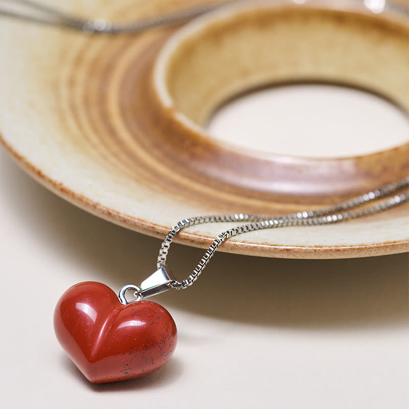 Fortune Jewel Heart Design Amethyst Topaz Pink Crystal Opal Tiger Eye White Crystal Red Jasper Amazonite Green Aventurine Black Obsidian Citrine Balance Necklace Pendant - Fortune Jewel