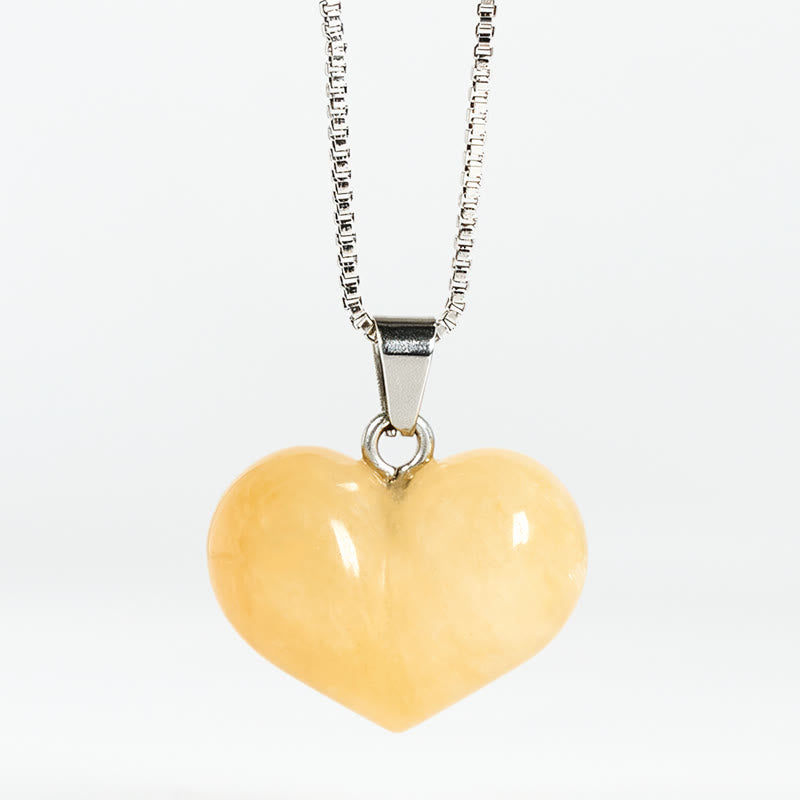 Fortune Jewel Heart Design Amethyst Topaz Pink Crystal Opal Tiger Eye White Crystal Red Jasper Amazonite Green Aventurine Black Obsidian Citrine Balance Necklace Pendant - Fortune Jewel
