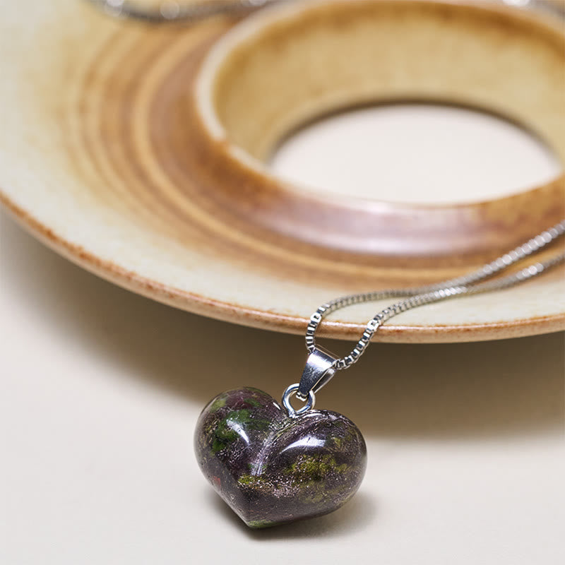 Fortune Jewel Heart Design Amethyst Topaz Pink Crystal Opal Tiger Eye White Crystal Red Jasper Amazonite Green Aventurine Black Obsidian Citrine Balance Necklace Pendant - Fortune Jewel