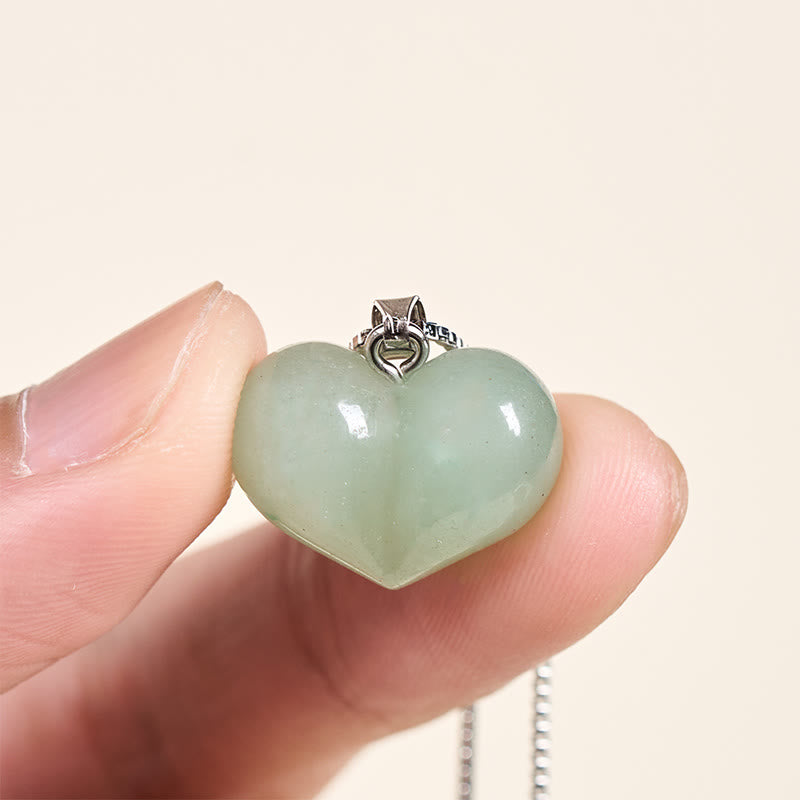 Fortune Jewel Heart Design Amethyst Topaz Pink Crystal Opal Tiger Eye White Crystal Red Jasper Amazonite Green Aventurine Black Obsidian Citrine Balance Necklace Pendant - Fortune Jewel
