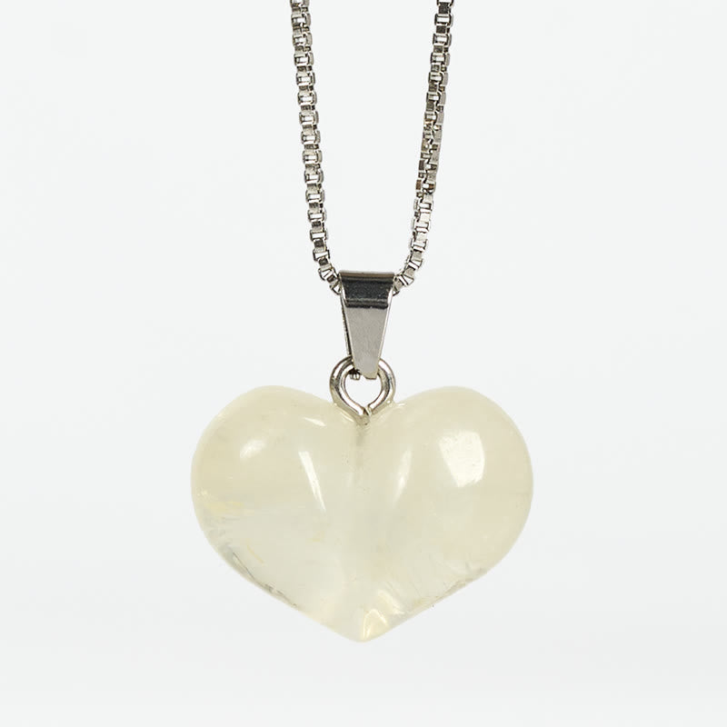 Fortune Jewel Heart Design Amethyst Topaz Pink Crystal Opal Tiger Eye White Crystal Red Jasper Amazonite Green Aventurine Black Obsidian Citrine Balance Necklace Pendant - Fortune Jewel