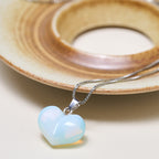 Fortune Jewel Heart Design Amethyst Topaz Pink Crystal Opal Tiger Eye White Crystal Red Jasper Amazonite Green Aventurine Black Obsidian Citrine Balance Necklace Pendant - Fortune Jewel