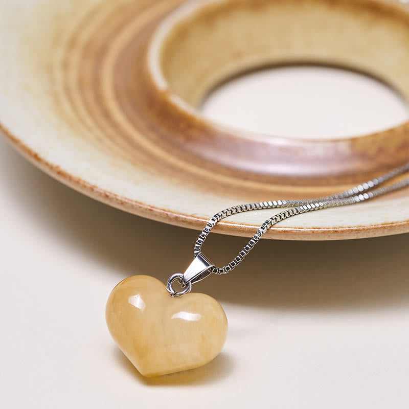 Fortune Jewel Heart Design Amethyst Topaz Pink Crystal Opal Tiger Eye White Crystal Red Jasper Amazonite Green Aventurine Black Obsidian Citrine Balance Necklace Pendant - Fortune Jewel