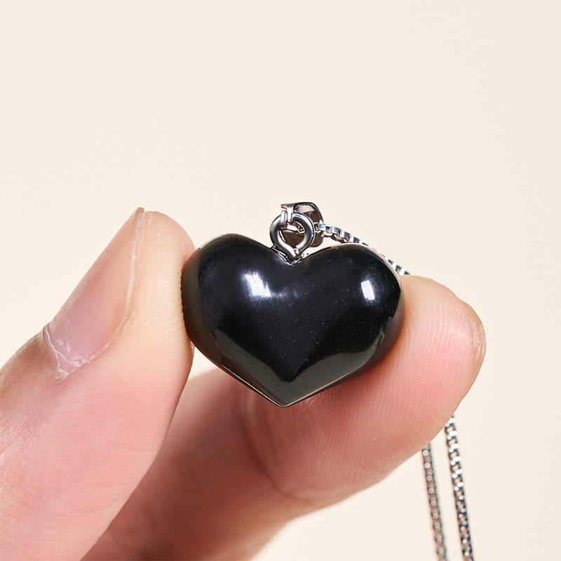 Fortune Jewel Heart Design Amethyst Topaz Pink Crystal Opal Tiger Eye White Crystal Red Jasper Amazonite Green Aventurine Black Obsidian Citrine Balance Necklace Pendant - Fortune Jewel