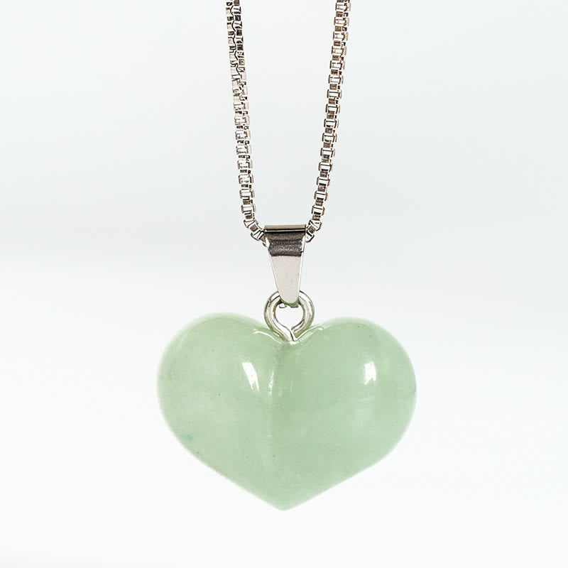 Fortune Jewel Heart Design Amethyst Topaz Pink Crystal Opal Tiger Eye White Crystal Red Jasper Amazonite Green Aventurine Black Obsidian Citrine Balance Necklace Pendant - Fortune Jewel