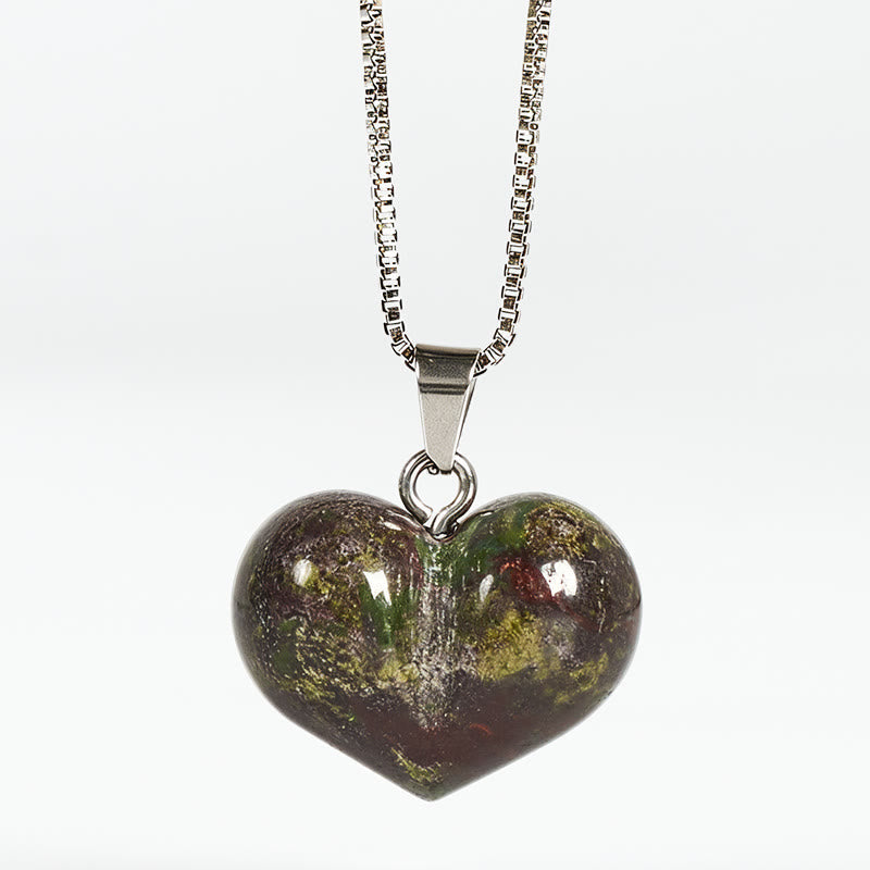 Fortune Jewel Heart Design Amethyst Topaz Pink Crystal Opal Tiger Eye White Crystal Red Jasper Amazonite Green Aventurine Black Obsidian Citrine Balance Necklace Pendant - Fortune Jewel